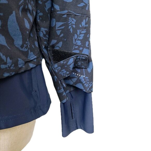 Sweaty Betty On The Run Jacket 8 Blue Floral Full‎ Zip Cinch Thumbholes Layered - Picture 6 of 13